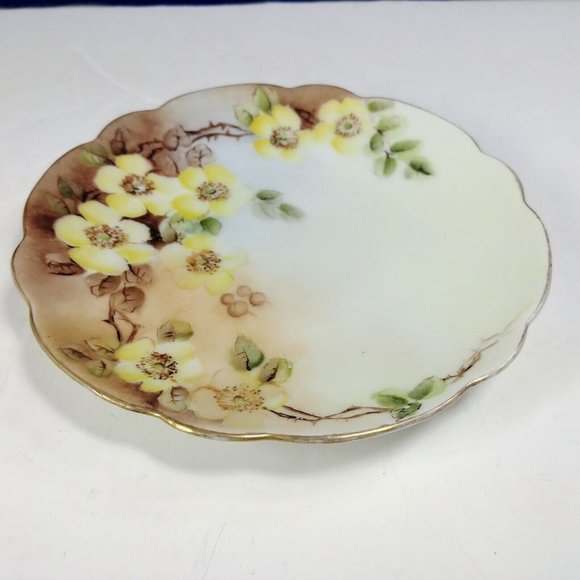 Plate J and C Bavaria Plate Hand Painted Yellow Floral - Picture 7 of 8